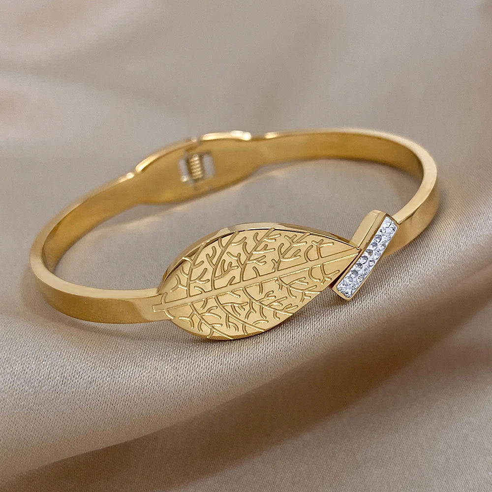 Nadia Leaf Bangle Bracelet