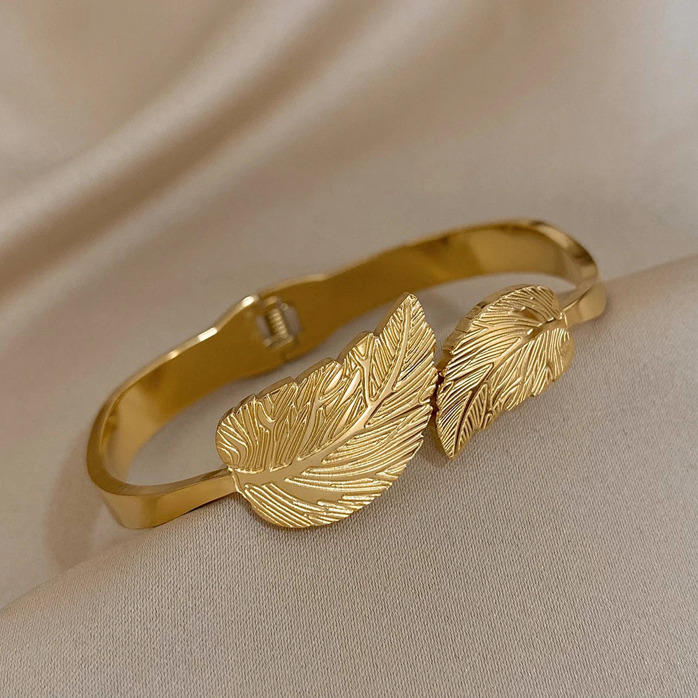 Lina Leaf Duo Bangle Bracelet