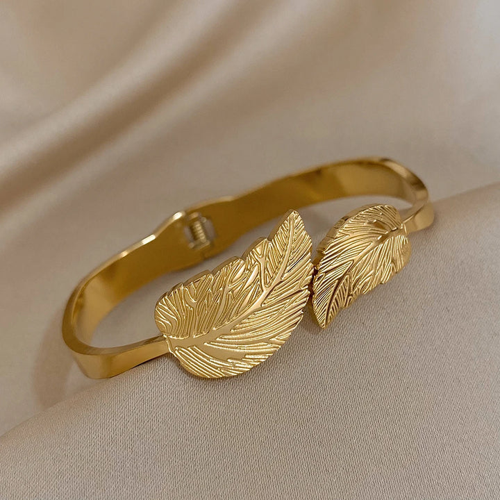 Lina Leaf Duo Bangle Bracelet