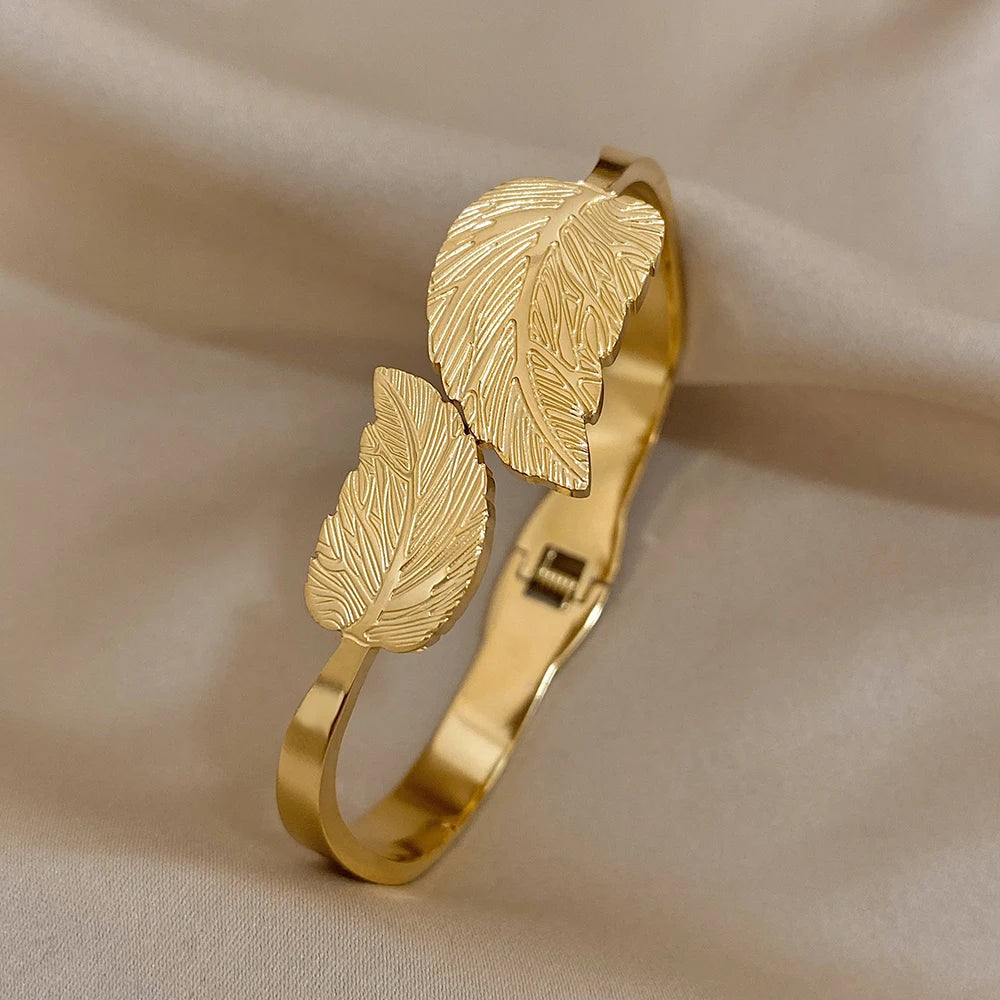 Lina Leaf Duo Bangle Bracelet