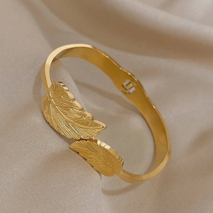 Lina Leaf Duo Bangle Bracelet