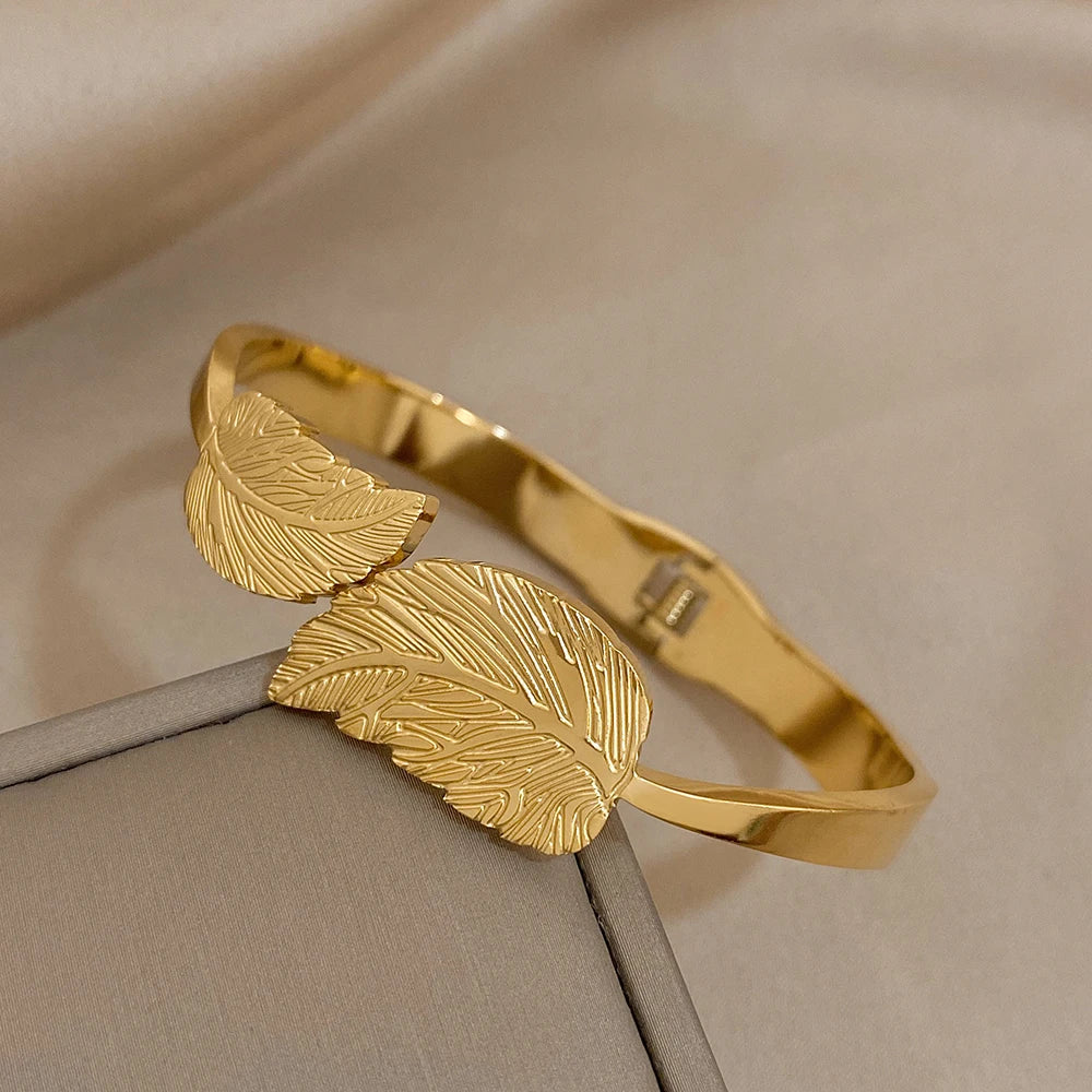 Lina Leaf Duo Bangle Bracelet