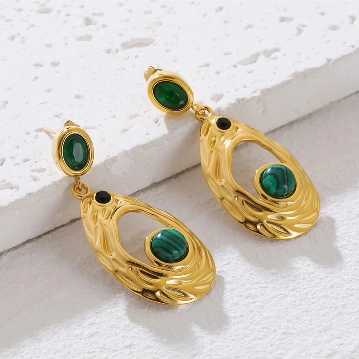 Selene Malachite Drop Earrings