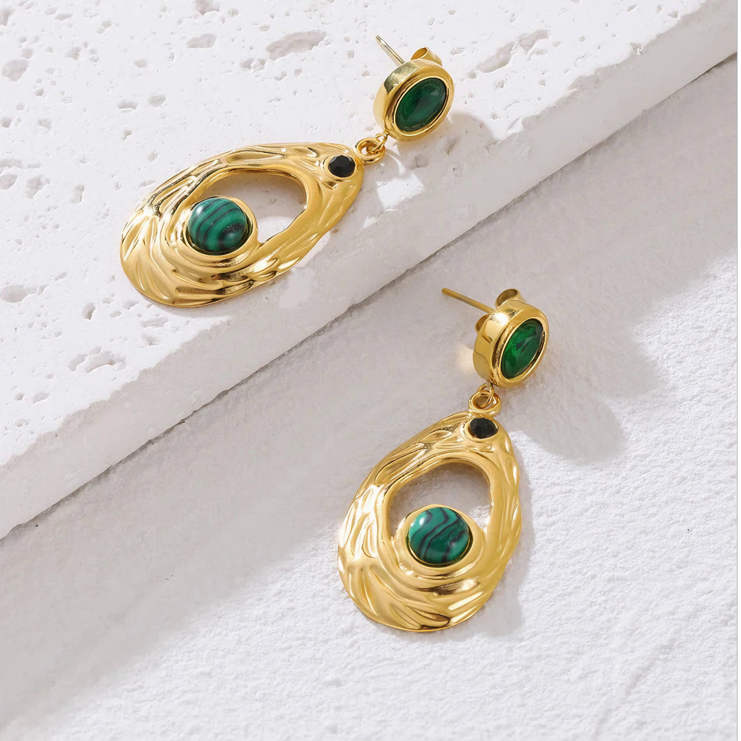 Selene Malachite Drop Earrings