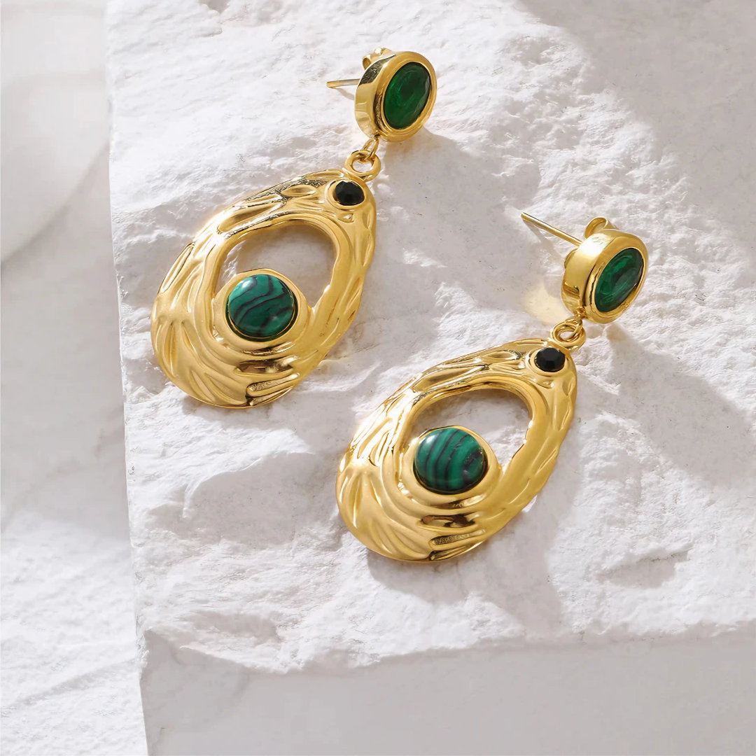 Selene Malachite Drop Earrings