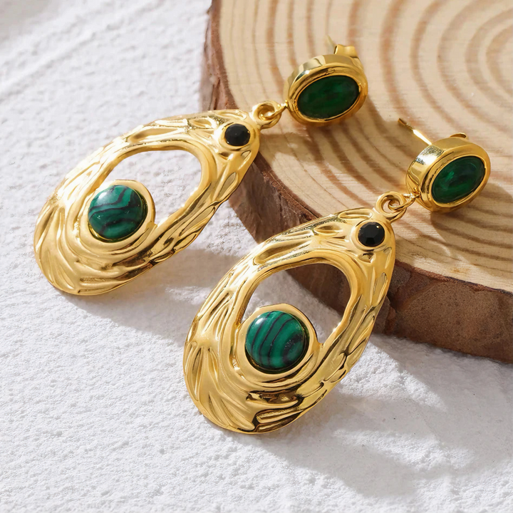 Selene Malachite Drop Earrings